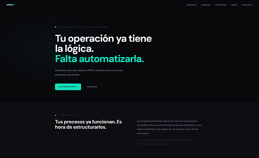 Landing de Uxialab con propuesta de automatización